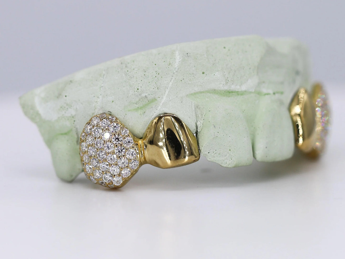 2 Teeth VVS Moissanite Diamond with Solid Ends Grillz