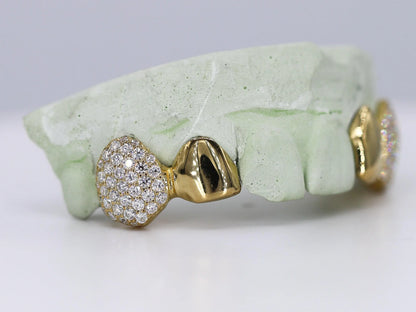 2 Teeth VVS Moissanite Diamond with Solid Ends Grillz